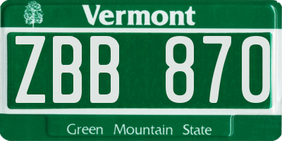 VT license plate ZBB870
