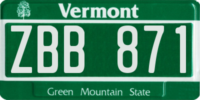 VT license plate ZBB871