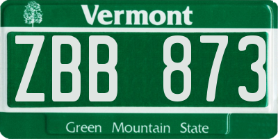 VT license plate ZBB873