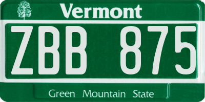 VT license plate ZBB875