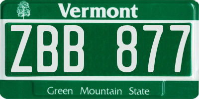 VT license plate ZBB877