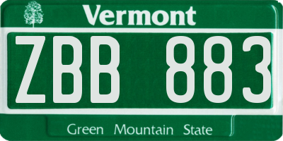 VT license plate ZBB883
