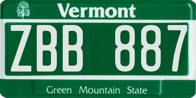VT license plate ZBB887