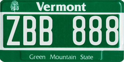 VT license plate ZBB888