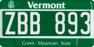 VT license plate ZBB893