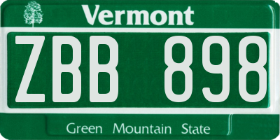 VT license plate ZBB898