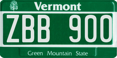 VT license plate ZBB900