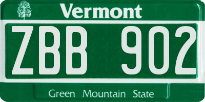 VT license plate ZBB902
