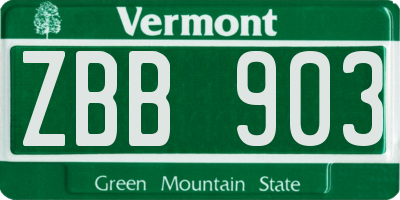 VT license plate ZBB903