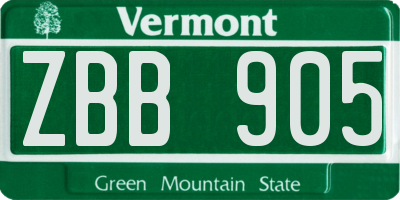 VT license plate ZBB905