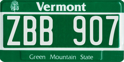 VT license plate ZBB907