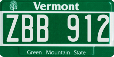 VT license plate ZBB912