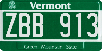 VT license plate ZBB913