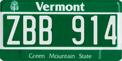 VT license plate ZBB914