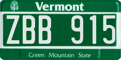 VT license plate ZBB915