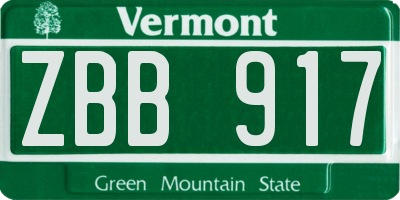 VT license plate ZBB917