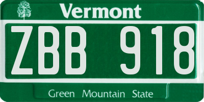VT license plate ZBB918