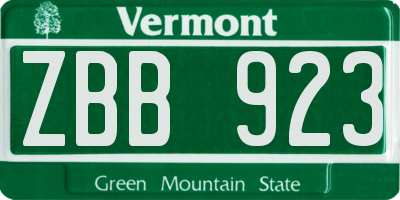 VT license plate ZBB923