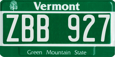 VT license plate ZBB927