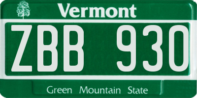 VT license plate ZBB930