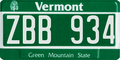 VT license plate ZBB934