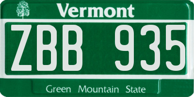 VT license plate ZBB935