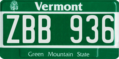 VT license plate ZBB936