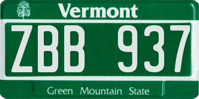 VT license plate ZBB937