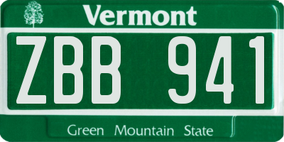 VT license plate ZBB941