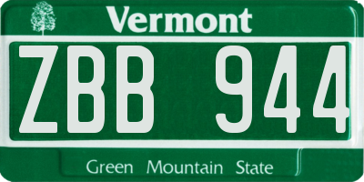 VT license plate ZBB944