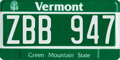 VT license plate ZBB947