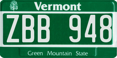 VT license plate ZBB948