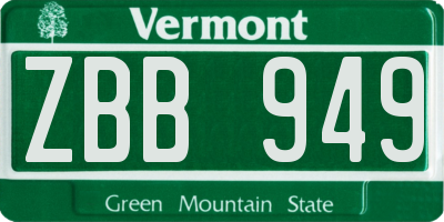 VT license plate ZBB949