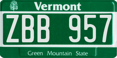 VT license plate ZBB957