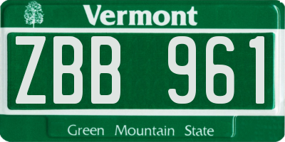 VT license plate ZBB961