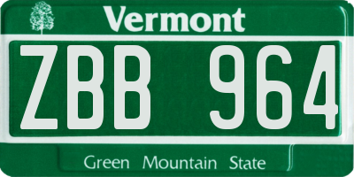 VT license plate ZBB964