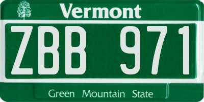 VT license plate ZBB971