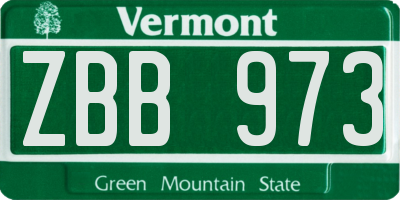 VT license plate ZBB973