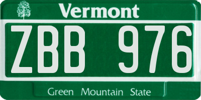 VT license plate ZBB976