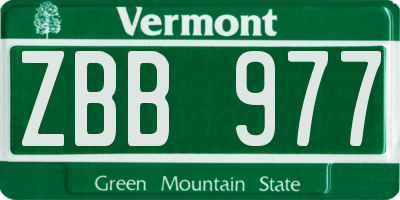 VT license plate ZBB977