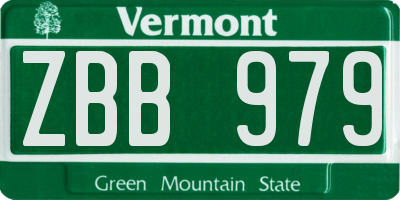 VT license plate ZBB979