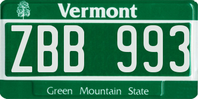 VT license plate ZBB993