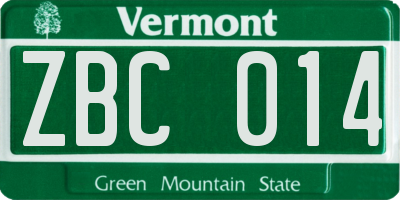 VT license plate ZBC014