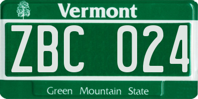 VT license plate ZBC024