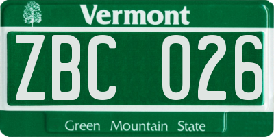 VT license plate ZBC026