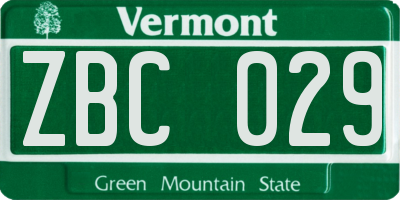 VT license plate ZBC029
