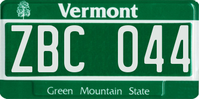 VT license plate ZBC044
