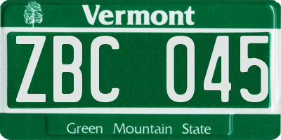 VT license plate ZBC045