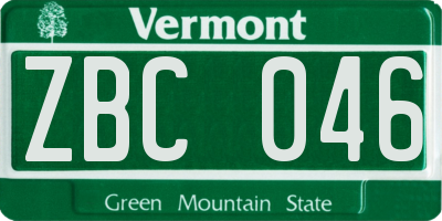 VT license plate ZBC046