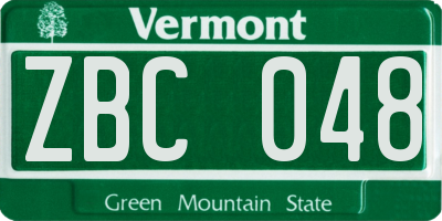 VT license plate ZBC048